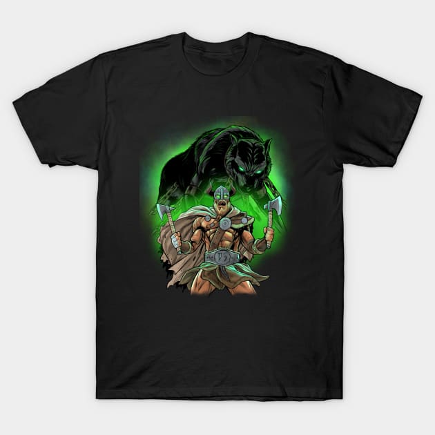 Viking Wolf T-Shirt by JackComicArt